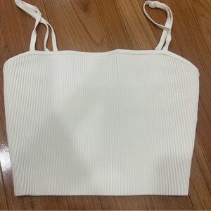 Babaton Ribbed Square-Neck Cropped Cami - White